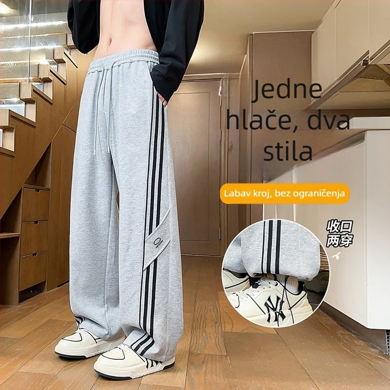Jesensko-zimske flis hlače za dječake, dugi hlače s ravnim krojem, za učenike osnovne i srednje škole, sportsko-ležerni stil