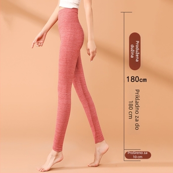 Ženske termo tajice, visok pojas, duge, kationični poliester, vrlo debeli, jednobojne