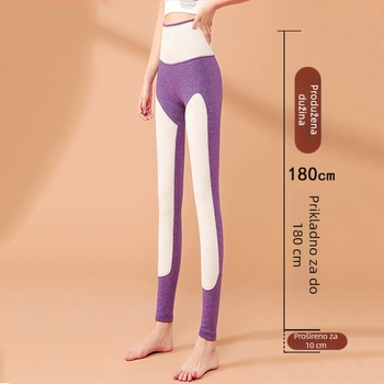 Ženske termo tajice, visok pojas, duge, kationični poliester, vrlo debeli, jednobojne