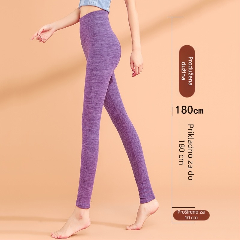 Ženske termo tajice, visok pojas, duge, kationični poliester, vrlo debeli, jednobojne