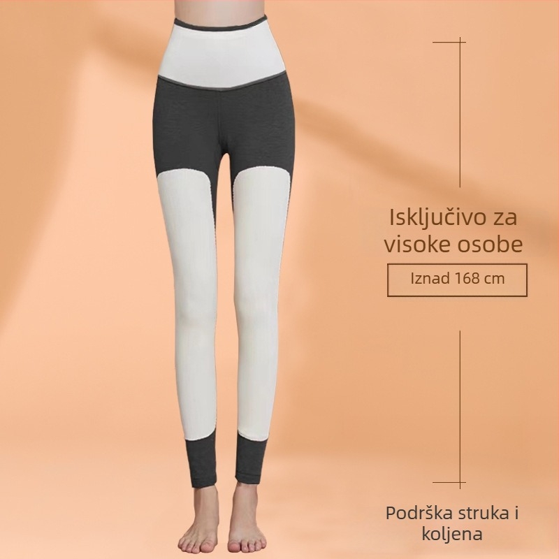 Ženske termo tajice, visok pojas, duge, kationični poliester, vrlo debeli, jednobojne