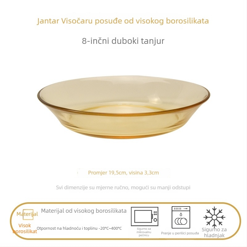 Stakleni set posuđa za stolnu prehranu s dvostrukim ručkama, visoko borosilikatno staklo, lagani luksuzni stil, mogućnost prilagodbe, pogodno za djecu, učenike, trudnice, odrasle i starije