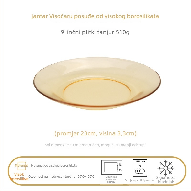 Stakleni set posuđa za stolnu prehranu s dvostrukim ručkama, visoko borosilikatno staklo, lagani luksuzni stil, mogućnost prilagodbe, pogodno za djecu, učenike, trudnice, odrasle i starije