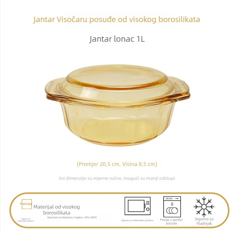 Stakleni set posuđa za stolnu prehranu s dvostrukim ručkama, visoko borosilikatno staklo, lagani luksuzni stil, mogućnost prilagodbe, pogodno za djecu, učenike, trudnice, odrasle i starije