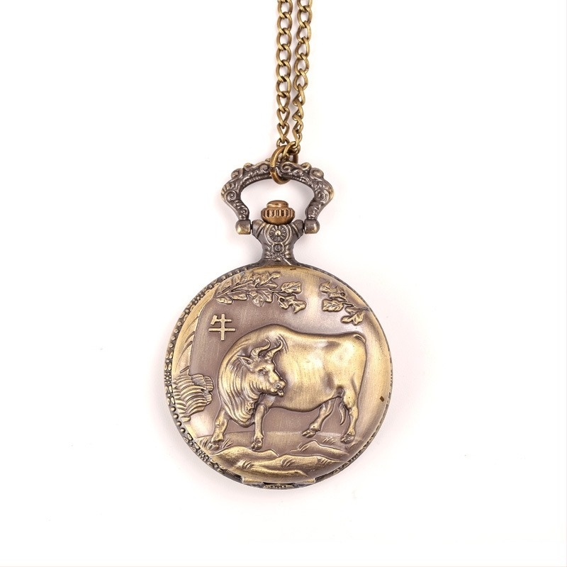 12 znakova zodijaka džepni sat s prilagođenim logom, kvarcni mehanizam SL68, kućište od legure, okrugli brojčanik, vodootpornost do 10 m