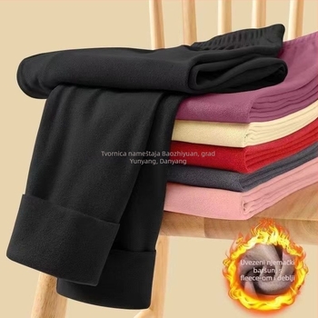 Unisex termoske tajice, s fleece podstavom, trostruko slojevite bez šavova, akrilno vlakno, ekstra debele 501–600 g/m²