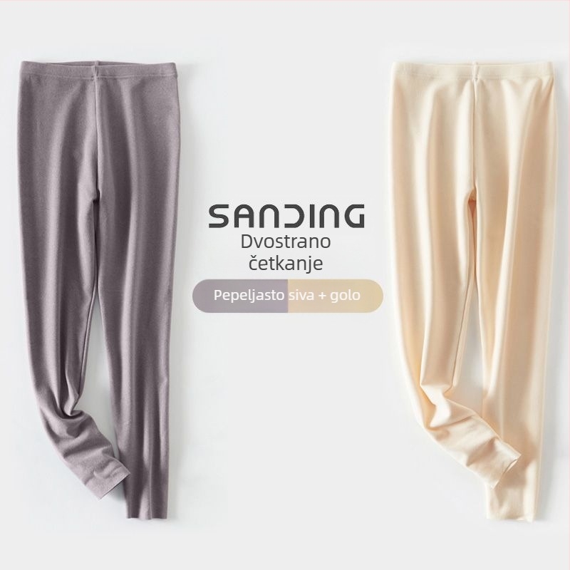 Unisex termoske tajice, s fleece podstavom, trostruko slojevite bez šavova, akrilno vlakno, ekstra debele 501–600 g/m²