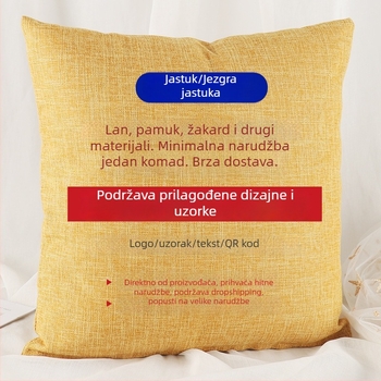 Kvadratni jastuk od pamuk-linen smjese, jednobojan, s punjenjem od poliestera, za kauč