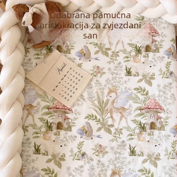 Set bebi posteljine od 100% pamuka s patchwork dizajnom: navlaka za madrac s elastikom, ploski list i zaštitnik madraca