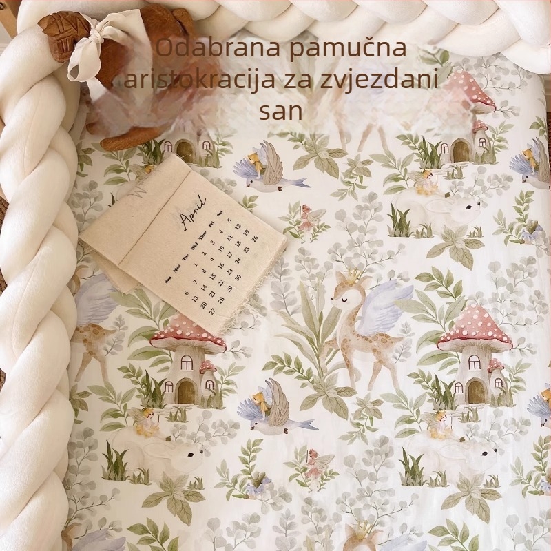 Set bebi posteljine od 100% pamuka s patchwork dizajnom: navlaka za madrac s elastikom, ploski list i zaštitnik madraca