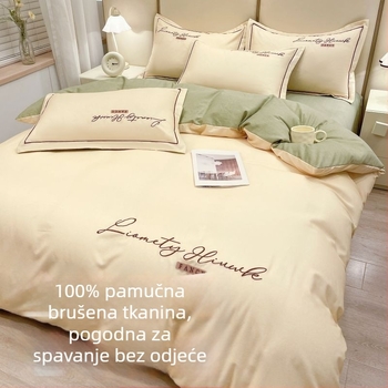 Novi jednostavnidvobojni četverodjelni set od 4 dijela od 100% pamuka, s brušenjem, za jesen-zimu, izveđena pokrivač, pamuk