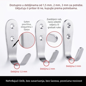 Kuka za kaput, čelični nehrđajući materijal, jednostruka kuka, model 1179, završna obrada žičanim crtežom, za kupaonicu
