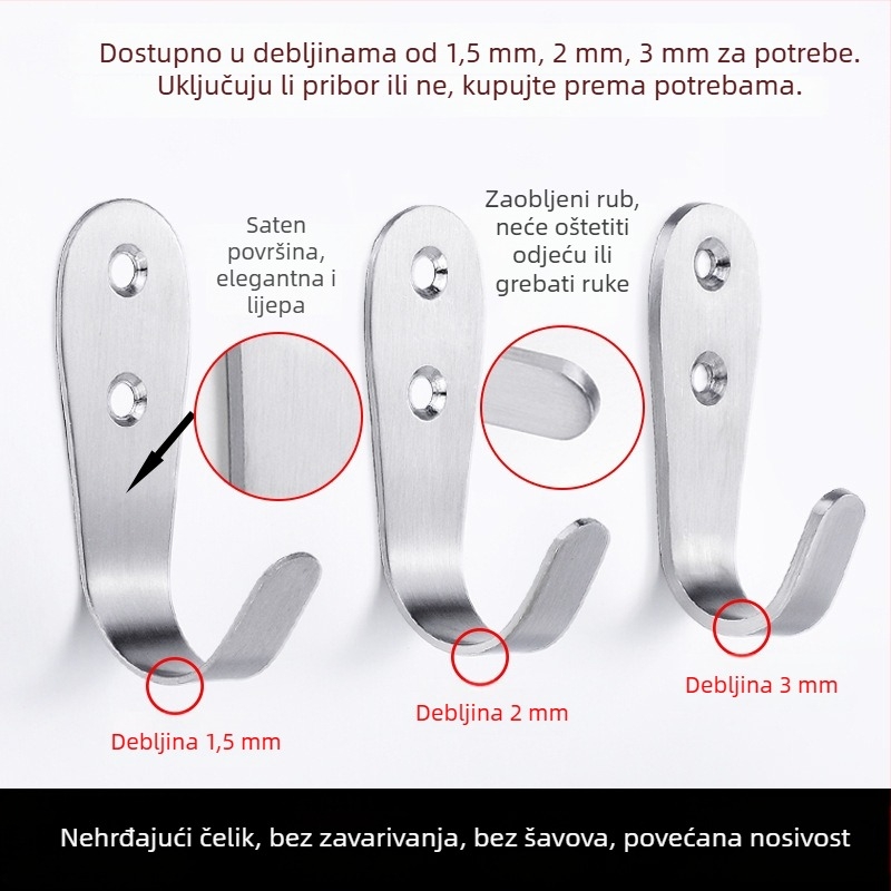 Kuka za kaput, čelični nehrđajući materijal, jednostruka kuka, model 1179, završna obrada žičanim crtežom, za kupaonicu