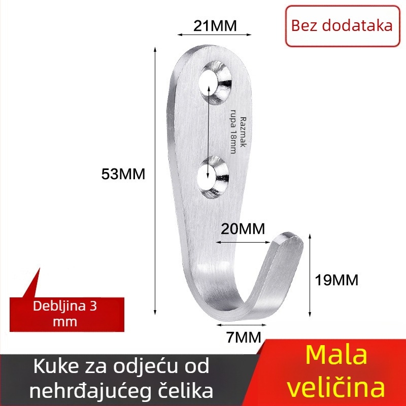 Kuka za kaput, čelični nehrđajući materijal, jednostruka kuka, model 1179, završna obrada žičanim crtežom, za kupaonicu