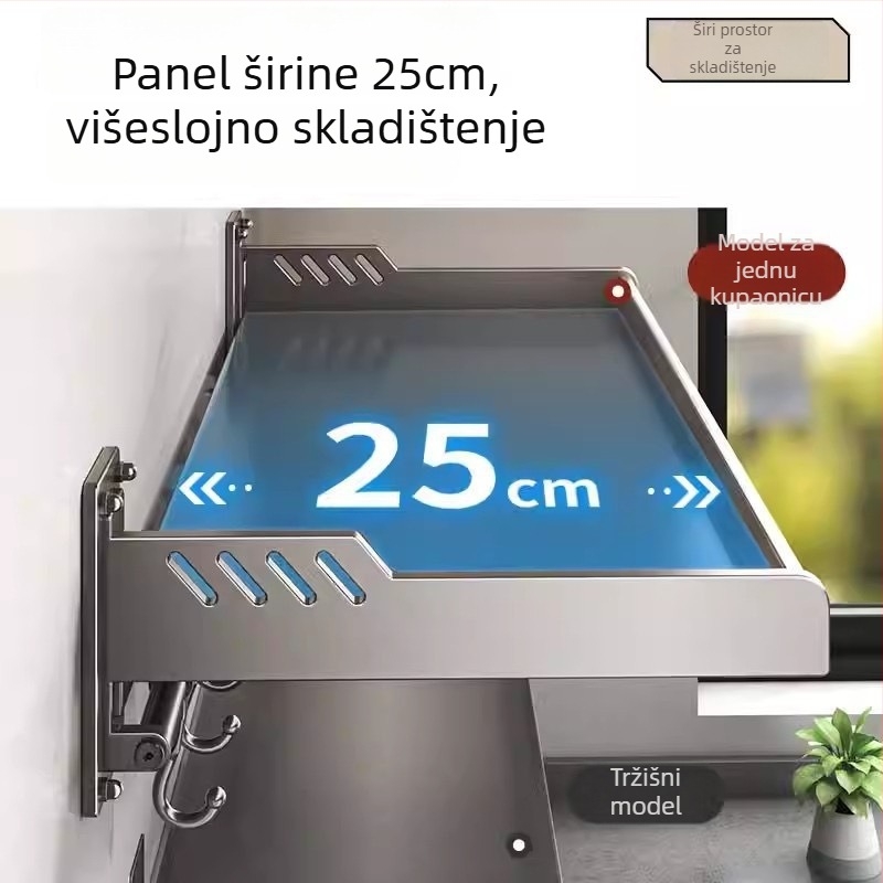 Polica za pohranu rublja iznad perilice rublja, jednoslojna, nosivost 10 kg, modern minimalistički stil, novi model 2024