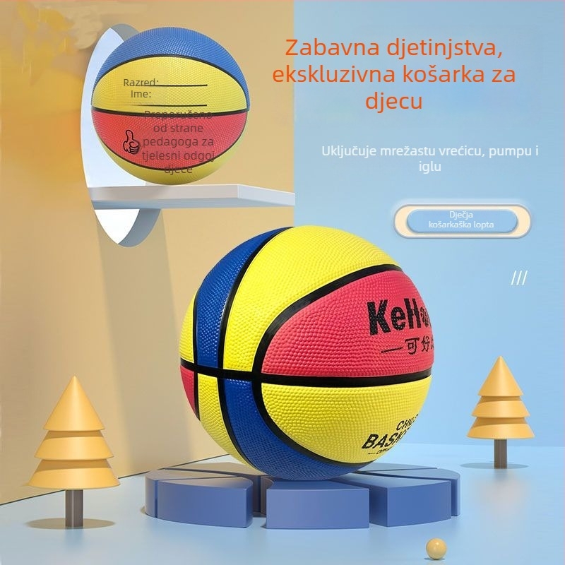 Plave gumene košarkaške lopte s otpornošću na habanje — veličine 7 (odrasli), 5 (mladi), 3 (djeca), za školska natjecanja, treninzi unutra i vani