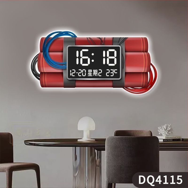 Pravokutni zidni sat s digitalnim prikazom, LED ambijentalnim osvjetljenjem, vanjskim napajanjem i skokovitim mehanizmom sekundama