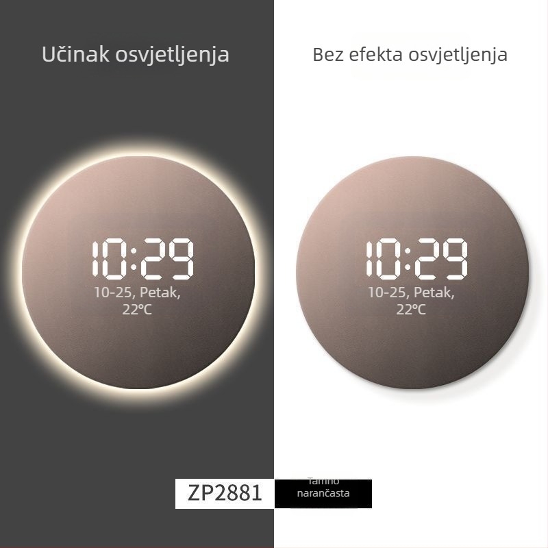 Pravokutni zidni sat s digitalnim prikazom, LED ambijentalnim osvjetljenjem, vanjskim napajanjem i skokovitim mehanizmom sekundama