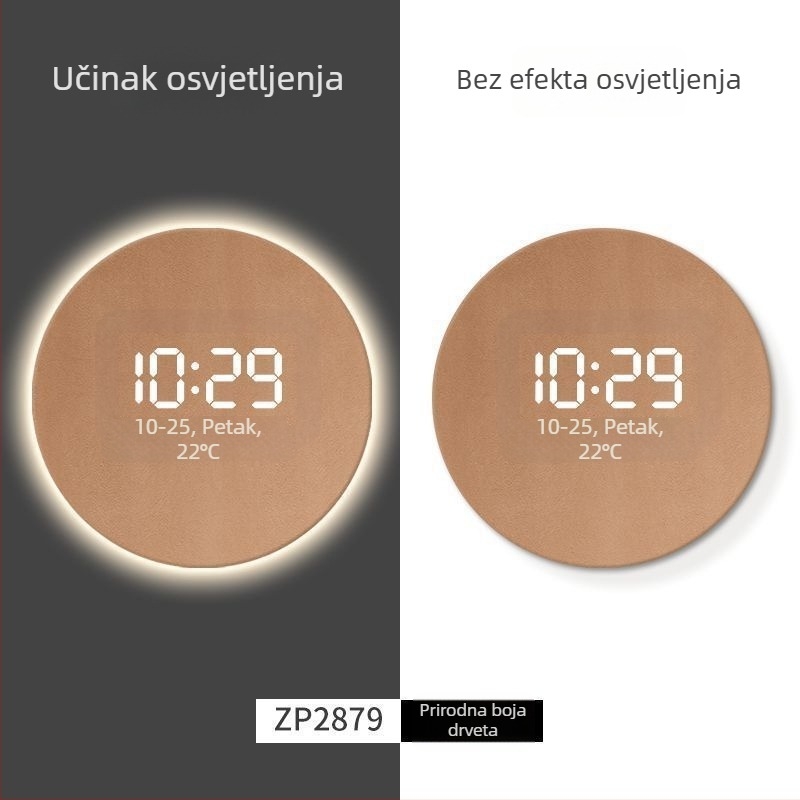 Pravokutni zidni sat s digitalnim prikazom, LED ambijentalnim osvjetljenjem, vanjskim napajanjem i skokovitim mehanizmom sekundama