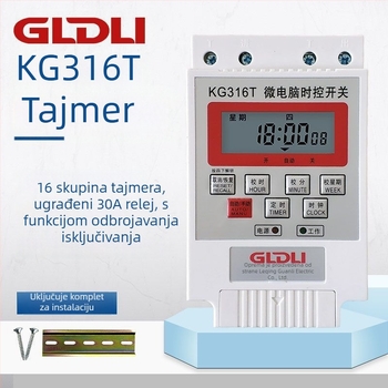 Kg316T mikrokontroler vremenskog uključivanja za ulično osvjetljenje — 220V, vanjsko napajanje, zaslon s pokazivačem i brojkama, automatsko isključivanje