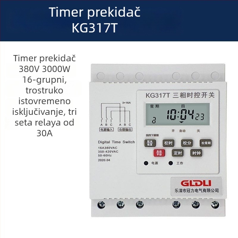 Kg316T mikrokontroler vremenskog uključivanja za ulično osvjetljenje — 220V, vanjsko napajanje, zaslon s pokazivačem i brojkama, automatsko isključivanje