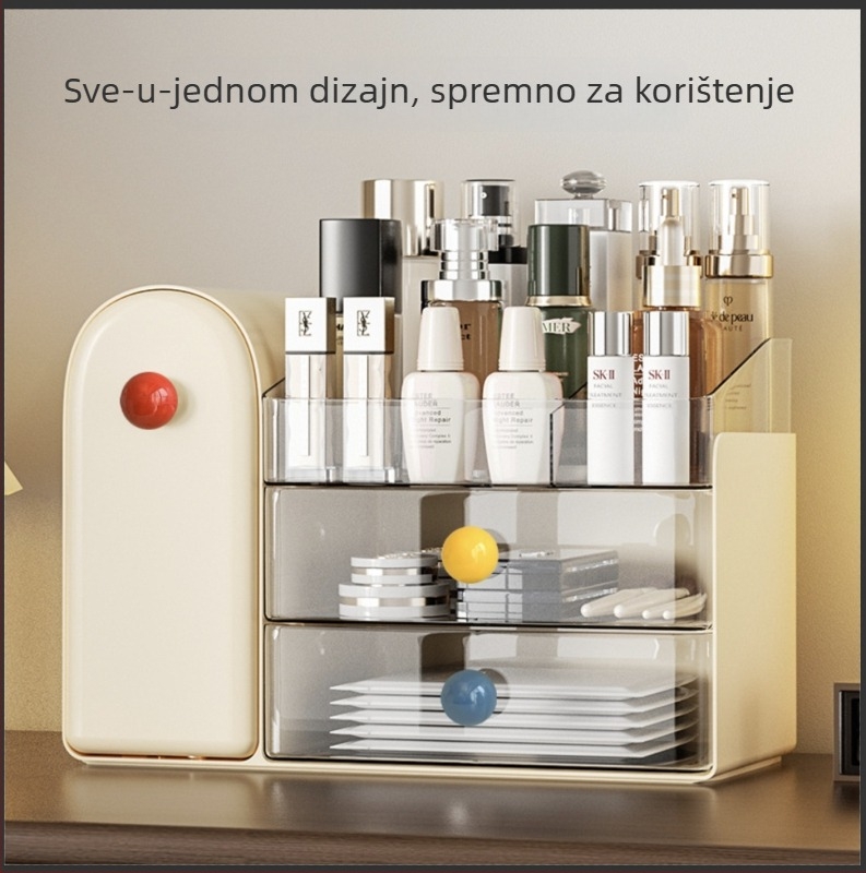 Beichuan Organizator kozmetike za stolni stol — tip ladice, stakabilan, otporan na prašinu, plastično tijelo, preklopni poklopac
