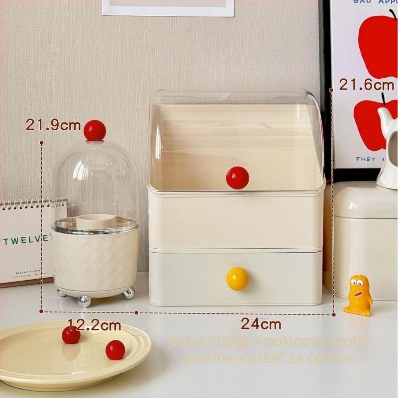 Beichuan Organizator kozmetike za stolni stol — tip ladice, stakabilan, otporan na prašinu, plastično tijelo, preklopni poklopac