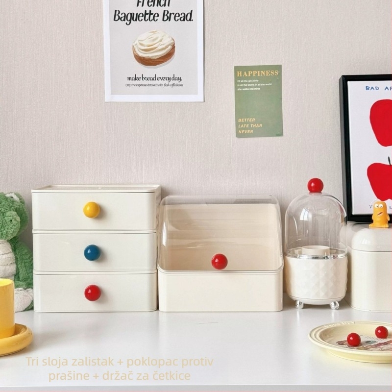 Beichuan Organizator kozmetike za stolni stol — tip ladice, stakabilan, otporan na prašinu, plastično tijelo, preklopni poklopac