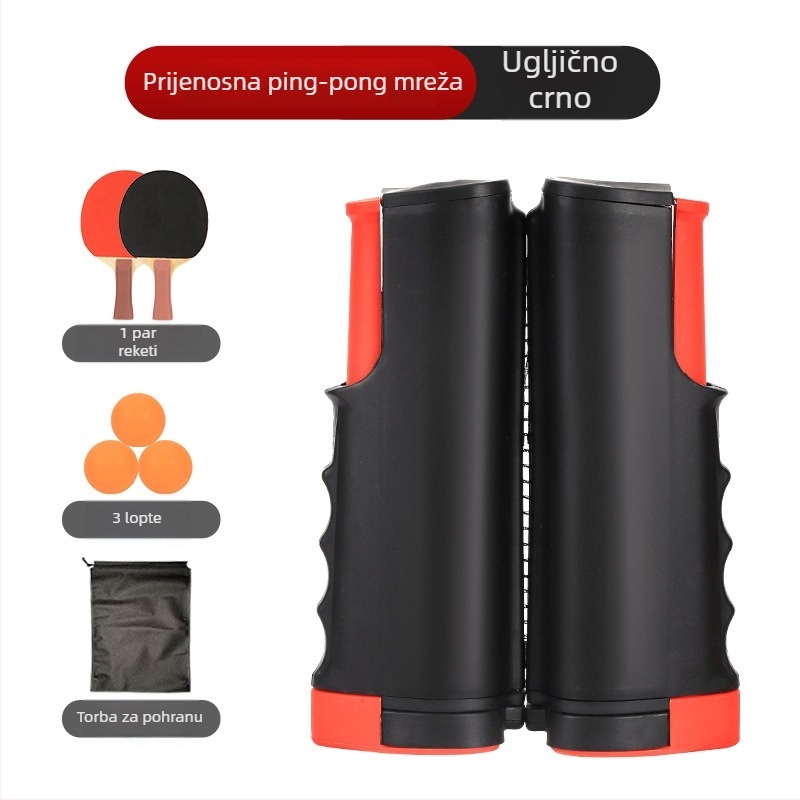 Stalak za stolni tenis s teleskopskom mrežom, ABS materijal, težina 1 kg, prijenosan, za vanjsku upotrebu