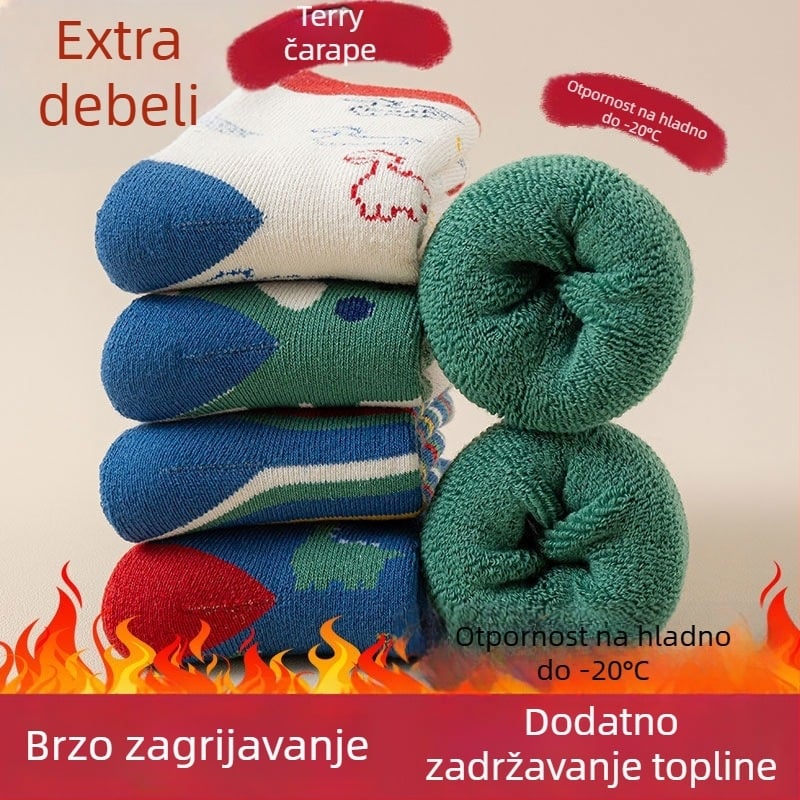 Dječje zimske čarape, debeli fleec unutarnji sloj, srednje dužine, unisex, 65% poliester