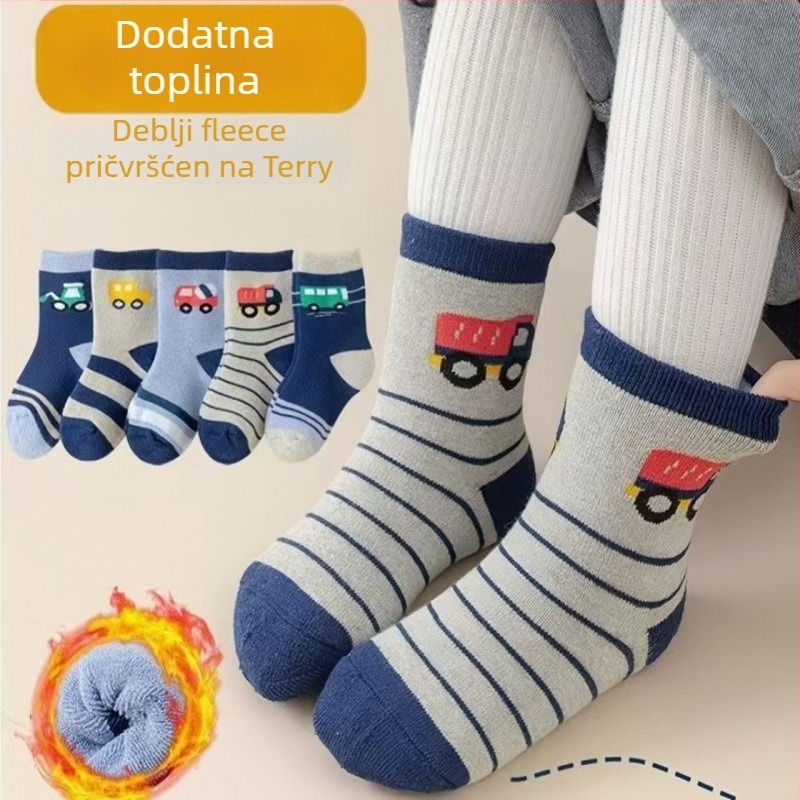 Dječje zimske čarape, debeli fleec unutarnji sloj, srednje dužine, unisex, 65% poliester