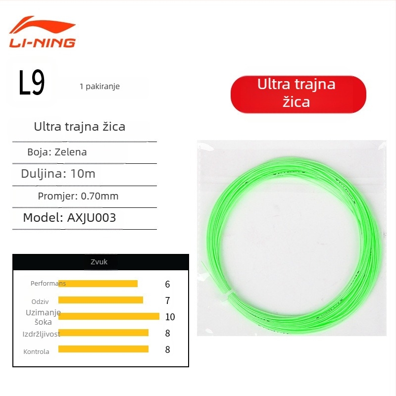 Li Ning struna za badminton raketu – najlon vlakno, visoka elastičnost, izdržljivost