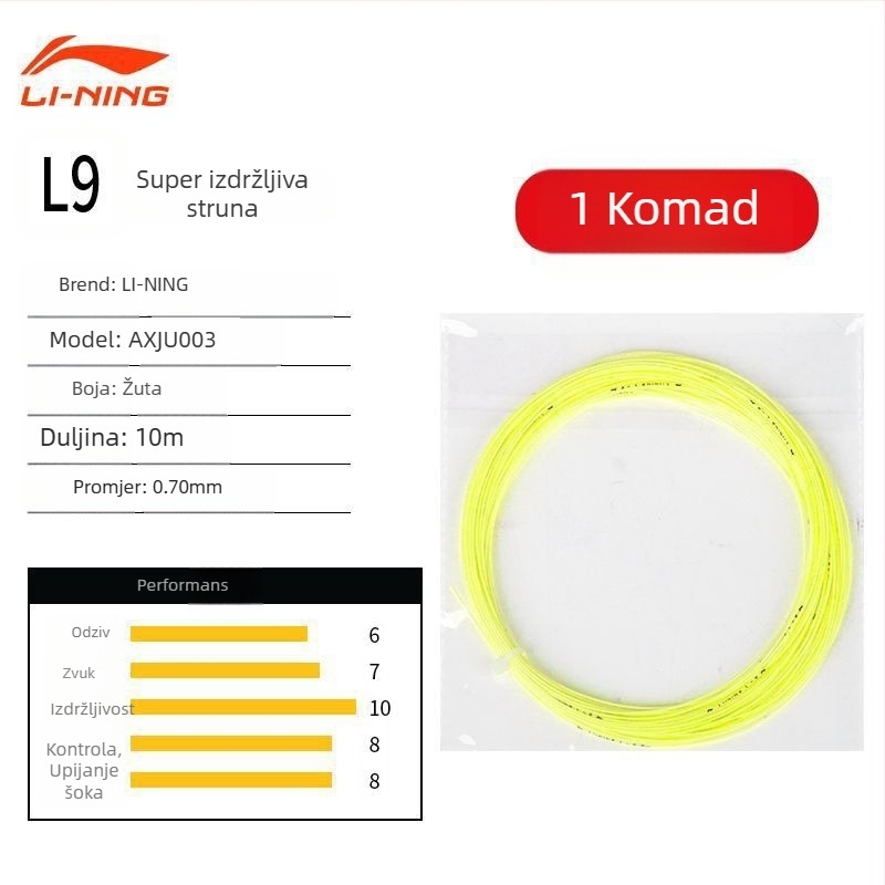 Li Ning struna za badminton raketu – najlon vlakno, visoka elastičnost, izdržljivost