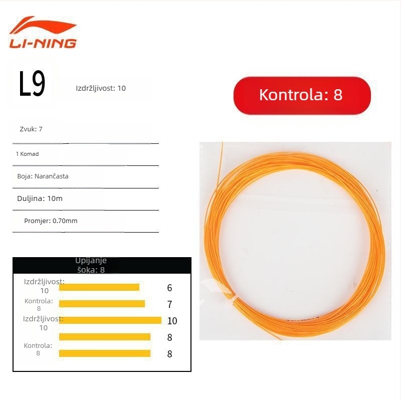 Li Ning struna za badminton raketu – najlon vlakno, visoka elastičnost, izdržljivost