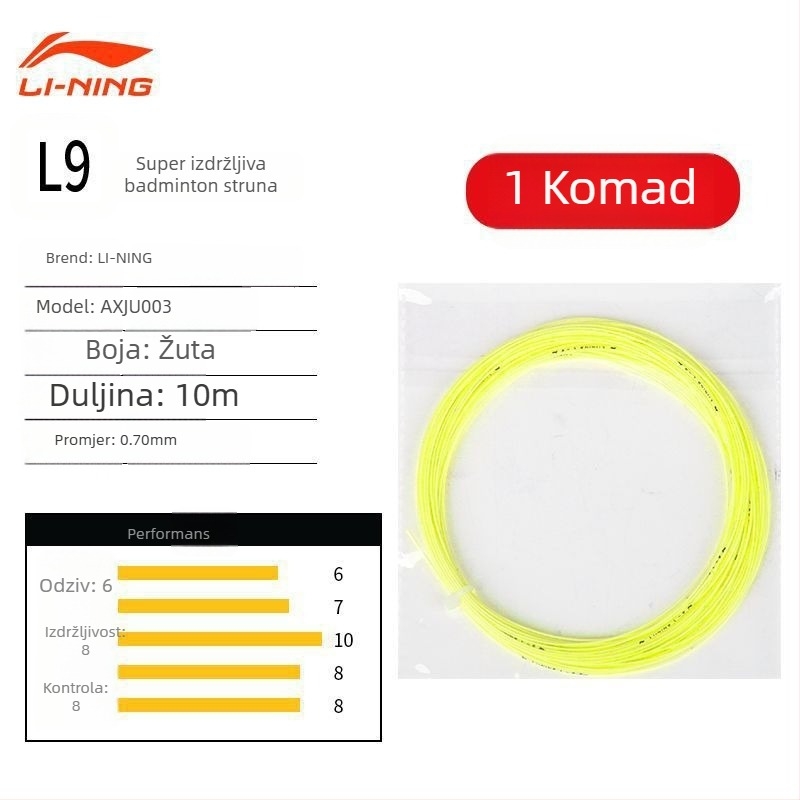 Li Ning struna za badminton raketu – najlon vlakno, visoka elastičnost, izdržljivost