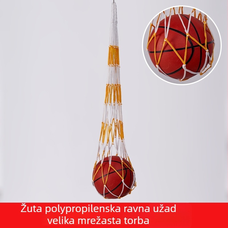 Mrežasta torba za pohranu lopti; kapacitet do 12 lopti; materijal: polipropilen, poliester, polietilen; mogućnost prilagođene izrade; marka Huihua; pogodna za košarku i druge vanjske sportove.