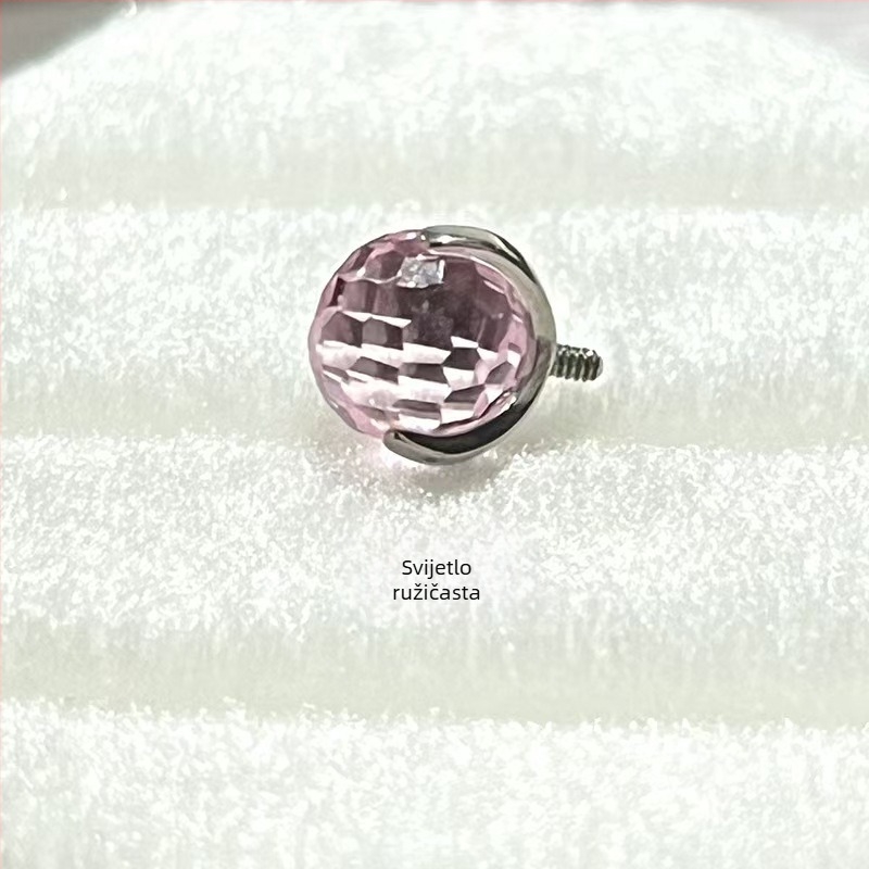 F136 Piercing nakit od titanija: ušne naušnice u obliku disco svjetlosne žarulje, stud za usne s G23 cirkonima i stud za jezik, DIY piercing