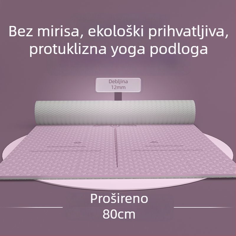 TPE joga prostirka za početnike, debljina 8 mm, protuklizna, bez mirisa, s uputama za ásane.