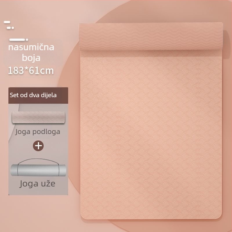TPE joga prostirka za početnike, debljina 8 mm, protuklizna, bez mirisa, s uputama za ásane.