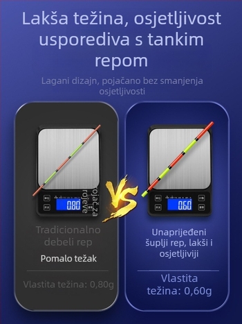 Vertical drift ribolovni plovak s nano dizajnom za sve vode, s punim okom i debelim šupljim repom, visoka osjetljivost, dugi hodovi