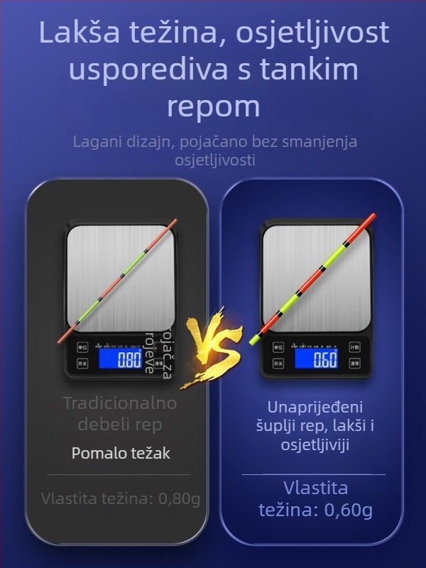 Vertical drift ribolovni plovak s nano dizajnom za sve vode, s punim okom i debelim šupljim repom, visoka osjetljivost, dugi hodovi