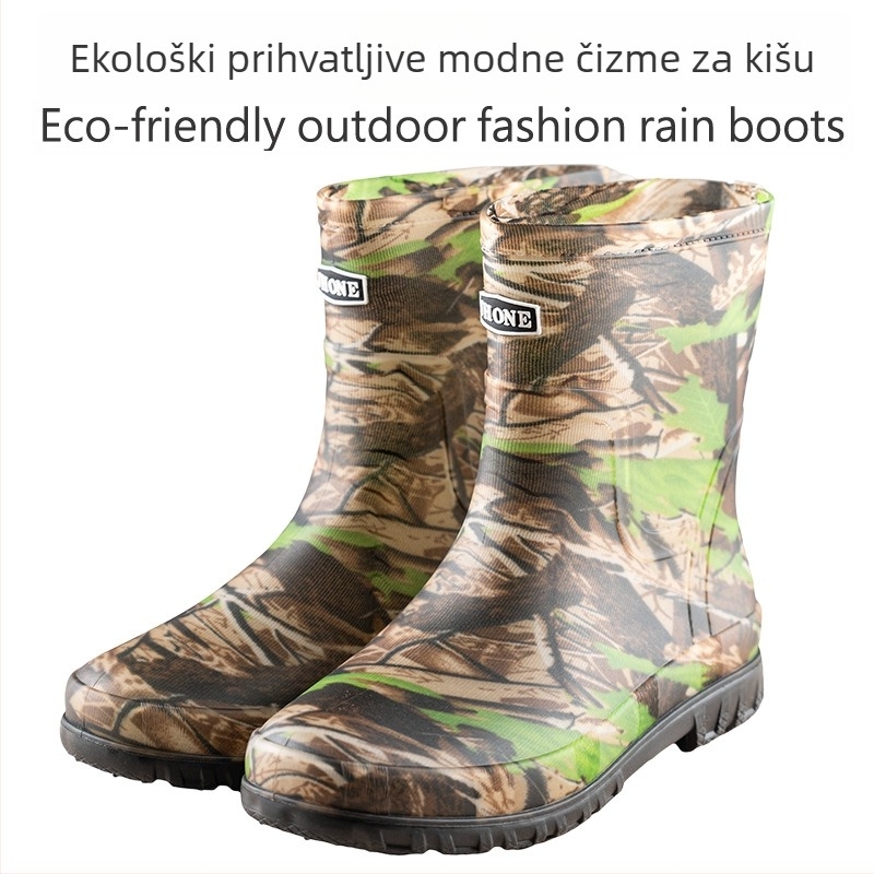 Čizme za kišu od PVC-a, gornji materijal PVC, potplat plastika, unutarnja podstava mreža, EVA ulošak, srednja visina čizme