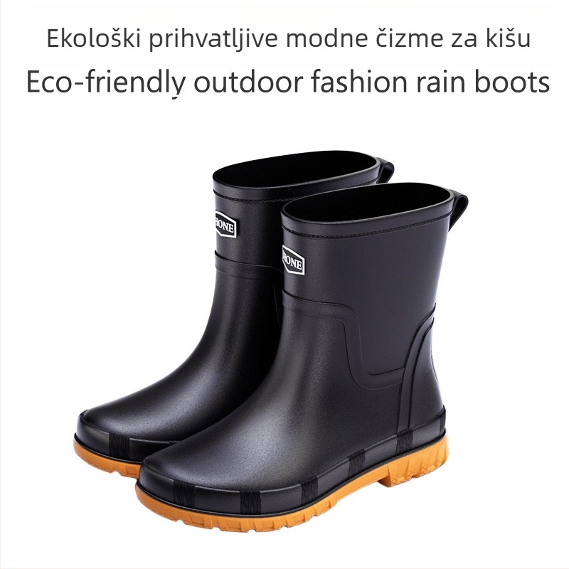 Čizme za kišu od PVC-a, gornji materijal PVC, potplat plastika, unutarnja podstava mreža, EVA ulošak, srednja visina čizme