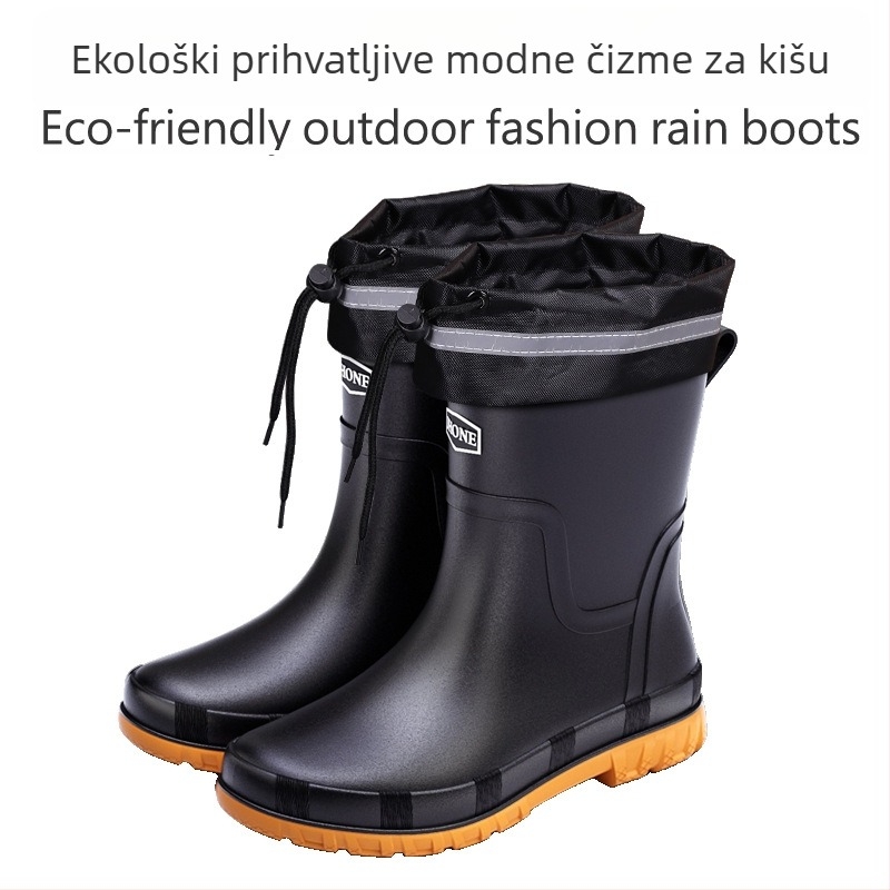 Čizme za kišu od PVC-a, gornji materijal PVC, potplat plastika, unutarnja podstava mreža, EVA ulošak, srednja visina čizme