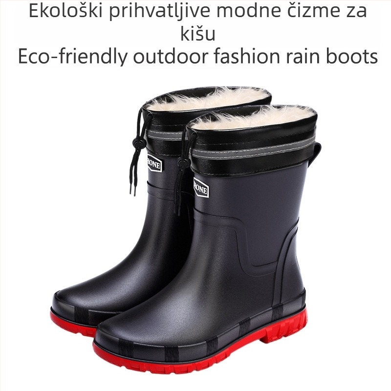 Čizme za kišu od PVC-a, gornji materijal PVC, potplat plastika, unutarnja podstava mreža, EVA ulošak, srednja visina čizme