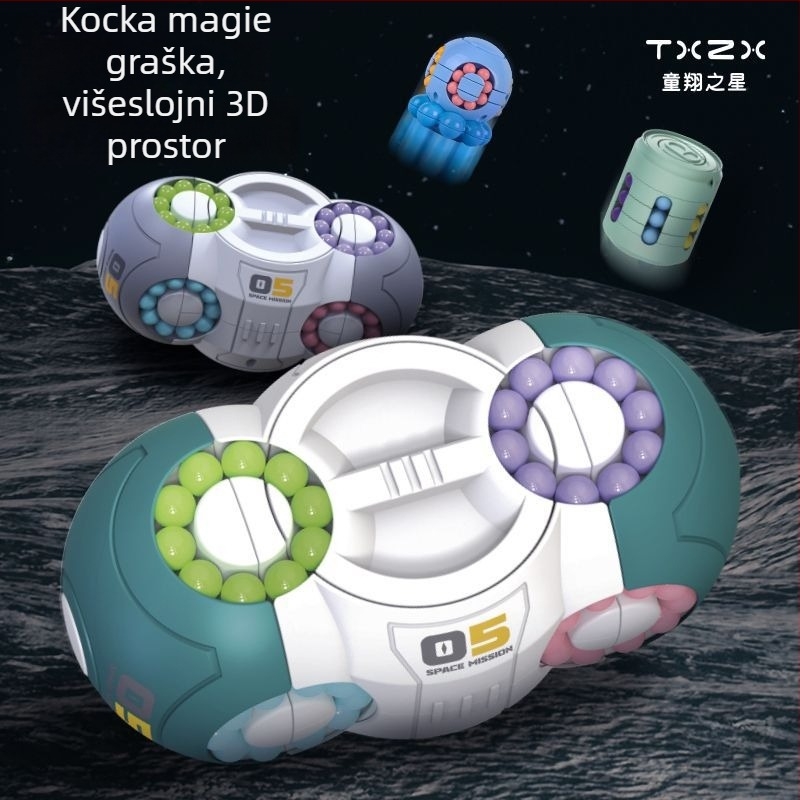 Plastična edukativna igračka – svemirski kocka s rotirajućom kuglicom za opuštanje, za djecu od 0 do 3 godine