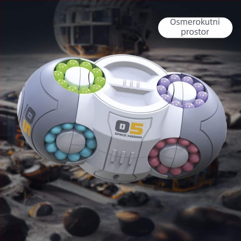Plastična edukativna igračka – svemirski kocka s rotirajućom kuglicom za opuštanje, za djecu od 0 do 3 godine