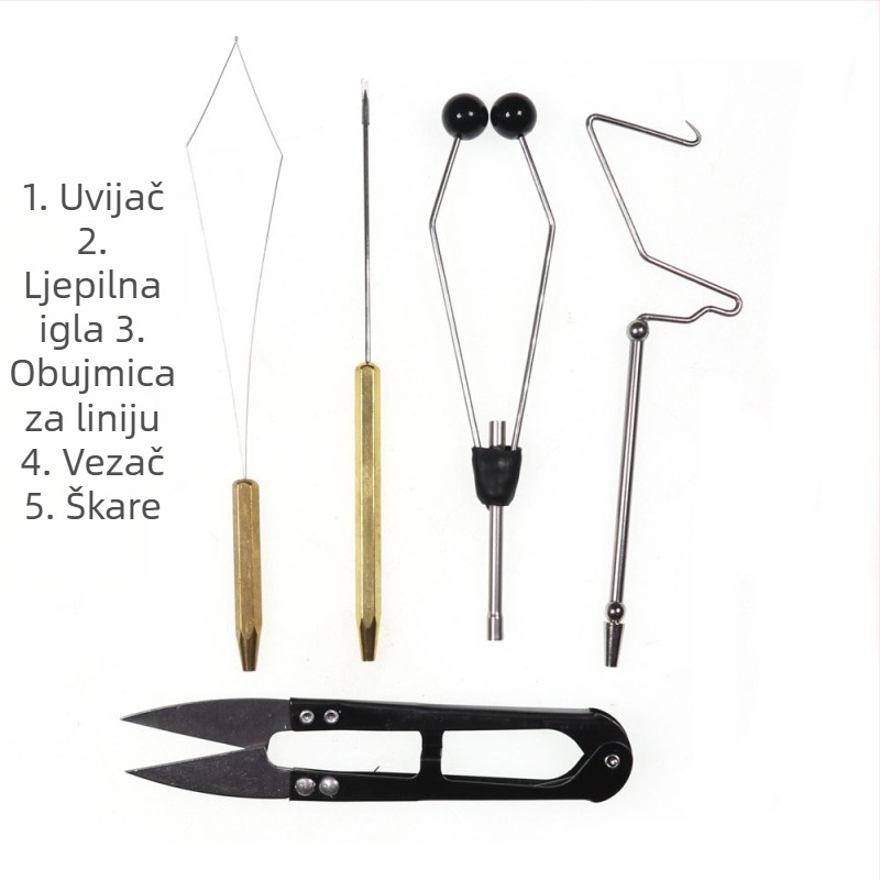 Rotirajući set alata za vezanje muha, od karbonskog čelika