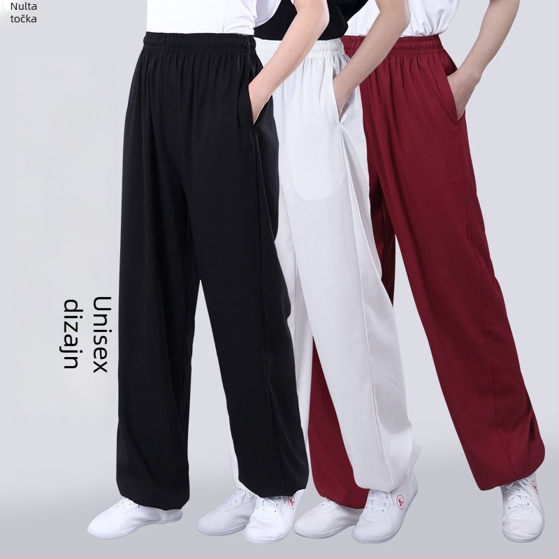 Tai Chi hlače za unisex — prozračne tkanine s Lycra, vinilon 1%, podstava od lana, za trening borilačkih vještina
