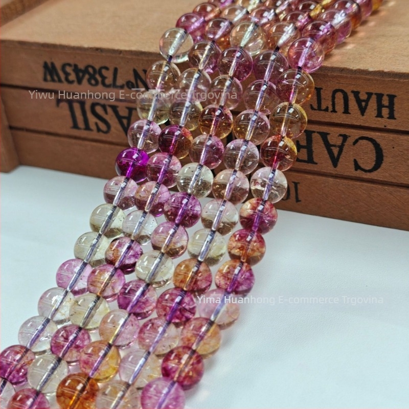 K9 kristalne labave perle – okrugle citrin perle za DIY nakit, perle za narukvicu, poluproizvodi